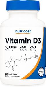 Nutricost Vitamin D3 5,000 IU, 240 Softgels - Healthy Muscle Function, Bone Health, Immune System Support, Enhanced Absorption, Non-GMO, and Gluten Free