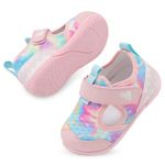 Toddler Water Shoes for Boys Girls Breathable Barefoot Beach Shoes Kids Quick Dry Swim Aqua Shoes for Outdoor Water Sports(PinkDye,Size8.5-9)