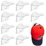 Vibbang 10 Pack Adhesive Hat Holder Cap Hook for Wall Mount No Drilling Hat Rack Organizer Strong Hold for Baseball Caps Modern Hat Hangers Storage for Door, Closet, Office, Bedroom (Transparent)