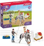 schleich HORSE CLUB — 42443 Mia's Vaulting Set, 18 Piece Horse Play Set with Rider, Horse, and Trainer, schleich Horse Toys for Girls and Boys Ages 5-12