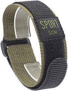 AMHUGE Hook & Loop Nylon Sport Watch Band-Waterproof Outdoor Watch Strap for Men or Women-Choice of Color & Width (18mm, 20mm, 22mm), Olive（Black Plastic Buckle）, 22mm-Regular, Sport