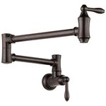 Delta Faucet Traditional Oil Rubbed Bronze Pot Filler Faucet, Delta Pot Filler Oil Rubbed Bronze, Farmhouse Pot Filler Faucet Wall Mount, Potfiller, Brass Construction, Venetian Bronze 1177LF-RB