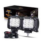 Auxbeam LED Light Bar 4" 18W LED Pods 6Pcs 3W CREE LEDs 1800LM Driving Lights Spot Beam LED Work Lights Waterproof with Wiring Harness (Pack of 2)