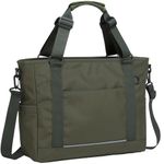 mygreen Laptop Tote Bag, Middle Size Computer Messenger Teacher Bag with 15.6 inch Padded Laptop Sleeve, Army Green, Medium, Laptop Tote Bag for Women 15 Inch