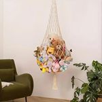 ecofynd Stuffed Animal Toy Hammock, Hanging Cotton Organizer Storage for Soft Toys, Boho Large Hang Plush Toys, Net Holder for Nursery Kids, Play Room, Bedroom, Kid Room (BH027)