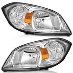 WEELMOTO Halogen Headlights Assembly For 2005-2010 Chevy Cobalt Headlight Assembly Pair Replacement For 2005 2006 2007 2008 2009 2010 Chevy Cobalt Chrome Housing Amber Reflector Set Chevrolet Cobalt