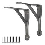 Edenic 2pcs Scaffold Board Gallows Shelf Brackets - 5x5 Inch Cast Iron Heavy Duty Wall Bracket for Shelves with 12 Wall Mounted Screws 30mmx4mm for Kitchen Shelving, Living Room, Outdoor Support