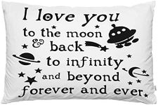 EKOBLA Throw Pillow Cover I Love You to The Moon Back Quotes Hand Drawn Letter Doddle Design Space Planet Stars Decor Lumbar Pillow Case Cushion for Sofa Couch Bed Standard Queen Size 20x30 Inch