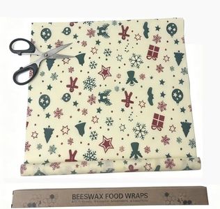 Organic Beeswax Wraps for Food-12 x 40" Reusable Beeswax Wraps Roll for Food Preservation & Storage Eco-Friendly Food Wraps Sustainable Food Storage Wraps for Cheese, Sandwich, Bread (Xmas)
