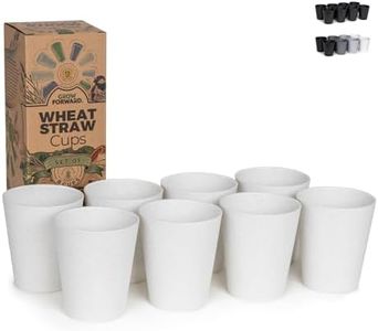 Grow Forward Premium Wheat Straw Cups - Set of 8 Unbreakable BPA Free Reusable Hard Plastic 13 oz Drinking Glasses for Water, Camping, RV - Small Tumblers for Kitchen - Arctic
