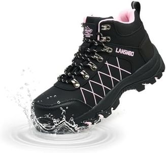 LANSNBO Waterproof Steel Toe Boots for Women Wide Width Non Slip Work Shoes Lightweight Slip Resistant Safety Toe Sneakers Indestructible Construction Composite Toe Footwear(Hei fen-W- 40)