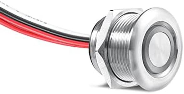 Obeaming 12V LED Light Dimmer, Stainless 12 Volt PWM Dimmer Switch 6A for Boat Campervan Caravan Car Lighting, Push Switch for DC 12V dimmable LED Lamp Strip Light, Recessed Mount Hole 19mm