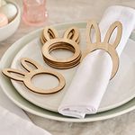 Ginger Ray Pack of 6 Wooden Reuseable Bunny Napkin Holder Perfect for Easter, Brown