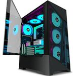 KEDIERS PC Case Pre-Install 6 PWM ARGB Cases Fans ATX Mid Tower Gaming Case with Opening Tempered Glass Side Panel Door, Mesh Computer Case,Black