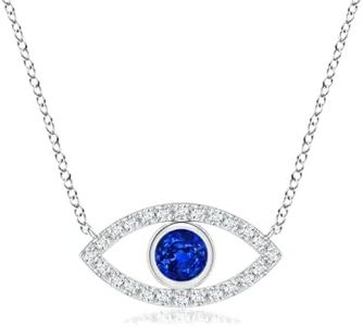 Angara Natural Blue Sapphire Pendant for Women | 0.7 ct Round Blue Sapphire Diamond Fashion Pendant Necklace in White Gold | September Birthday, Anniversary, Gemstone Jewelry Gift | AAAA | 5.5mm