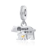 GMXLin Mama Bear Charm for Pandora Bracelets Mother Baby Daughter Son Animal Dangle Bead for Mom Women Grandma Birthday Gift