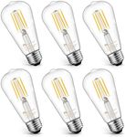 MASTERY MART 6 Pack Vintage LED Edison Bulbs, E26 Led Bulb 5.5W Equivalent to 60W, Dimmable, 4000K Cool White, High Brightness ST58 Antique LED Filament Bulbs, Clear Glass