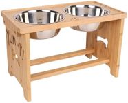 BEARDO Raised Dog Bowls with Stand, Bamboo Elevated Dog Bowls for Large Medium Small Size Dogs, Bamboo Pet Food and Water Feeder with 2 Stainless Steel Bowls