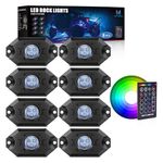 MICTUNING RGB Rock Lights with RF Remote Control Multicolor Neon Underglow LED Lighting Kit - 8 Pods