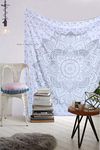 raajsee Grey Silver Mandala Ombre Tapestry Wall Hanging/Indian Cotton Boho Bohemian Psychedelic Hippie Throw Twin Tapestries/A Elephant Wall Decor(White Silver Passion, 140x210cms Twin)