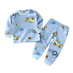 Bold N Elegant Winter Warm Fleece Kid's Cartoon Thick Sweatshirt Tshirt and Pyjama Pant Clothing Set for Infant Toddler Boys Girls Kids (6-12 Months, Blue)