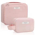 2Pcs Makeup Bag Travel Makeup Bag Waterproof Cosmetic Bag Portable Makeup Organizer Bag for Women Girls(Pink)