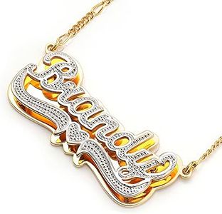 Drawelry Two Tone Customized Name Necklace Personalized 18K Gold Plate Double Plated Heart Made Letter Nameplate Pendant Necklace Valentine's Jewelry Gifts for Women Men (Heart)