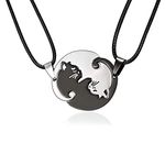 Couples Necklace Christmas Valentines Gifts - Cat Ying Yang BFF Necklace Boyfriend Girlfriend Anniversary Friendship Gifts for Him and Her Wife Husband Birthday Gifts for Women Men