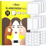 LitBear Large Pimple Patches, Acne Patches for Face Cheek Forehead Large Zit, Hydrocolloid Bandages for Body Acne Spot Sticker with Tea Tree Oil (4 Sizes 58 Patches)