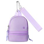 Babysun Mini Backpack Keychain Wristlet Pouch Small Change Coin Purse Cute Zipper Wallet With 3 RFID Card Slots For Women/Men Airpods Cosmetics, Purple, Mini Backpack Keychain Wristlet Wallets