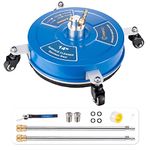 AngeDZ 14" Pressure Washer Surface Cleaner Attachment with 4 Wheels, 1/4" Quick Connector, 2 Extension Wands, 14 Inch Stainless Steel Painted Housing for Max 4000psi Power Washer (Blue)