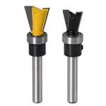 Eyech 2pc Dovetail Router Bit Set 1/4 Inch Shank Dovetail Joint Router Bit with Bearing |1/2 and 5/8 Inch Cutting Diameter