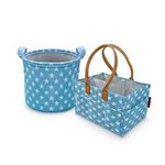 HIPPO 2IN1 Designer Polyester Diaper Caddy & Toy Bin Smart Combo for Newborn Babies Unbreakable Toy Bins Foldable Diaper Bag Large Capacity (Blue-Star, 1)