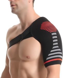 Proxima Direct Shoulder Support Brace for Men Women, L-Size Adjustable Elastic Compression Sleeve for Sports, Pain Relief, Injury Recovery, Torn Rotator Cuff, Tendonitis, Dislocation, AC Joint, Red