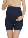 Evamomies Women's High Waist & Mid-Thigh Cotton Maternity Shorts|Pregnancy Panty|Maternity Panties Over The Belly for The Pre & Post Pregnancy (in, Alpha, XL, NavyBlue)
