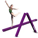 7FT Folding Gymnastics Balance Beam, Foam Floor Balance Beam Non-Slip Rubber Base Balance Beam w/Carry Handles Anti-Slip Base for Kids, Beginners & Professional Gymnasts and Beginners Athletes(Purple)