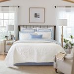 Laura Ashley | Quilt Set-Ultra Soft All Season Bedding, Reversible Stylish Coverlet with Matching Sham(s), Cotton, White, King