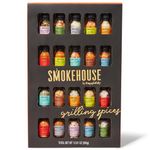 Smokehouse by Thoughtfully, Gourmet Ultimate Grilling Spice Set, Grill Seasonings and Rubs Gift Set, Flavors Include Chili Garlic, Italian Seasoning, Cayenne Spice Rub and More, Pack of 20