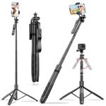 Kratos K6 Upgraded 61 Inch Long Selfie Stick, Balance Handle for Anti Shake Shooting, 6 Section Telescopic design fr Wide-Angle Photography, Selfie Stick with Tripod stand for Gopro,Camera & Ringlight