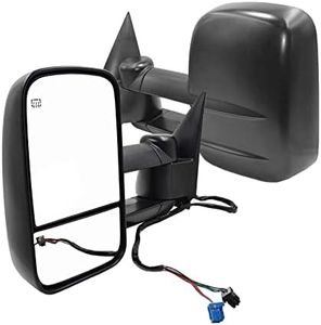 AERDM New Pair Towing Mirrors Power Operated Heated Textured Black Telescoping Trailer Side Mirrors Fit Chevy/GMC/Cadillac Silverado Sierra Avalanche Suburban Tahoe Yukon XL Escalade EXT ESV