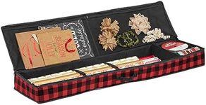 mDesign Long Gift-Wrapping Paper Storage Bag with Handles, Holder for Christmas and Holiday Organizer Container Box - Zipper Lid for Rolls of Wrap, Under Bed Storage Totes, Buffalo Plaid, Red/Black