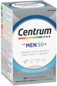 Centrum For Men 50+, Multivitamin with Vitamins & Minerals to Support Vitality, Immunity, Heart Health & Mental Performance, 60 Tablets