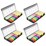 ASAB Sticky Memo Sticky Notes Set Post Pads Leather Organiser Case Desktop Index Adhesive Tab Post Arrow Flags Fluorescent Colour Calendar Ideal School Office Work Gifts for Students Teachers (4 Pack)