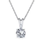 Bling Jewelry Bridal AAA CZ Solitaire Round Clear Cubic Zirconia Pendant Necklace for Women Teens .925 Sterling Silver