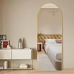 CONGUILIAO 64''x21'' Full Length Mirror, Arched Floor Mirror, Full Body Mirror Standing Hanging or Leaning, Aluminum Frame Arched Wall Mounted Mirror Dressing Mirror for Bedroom Living Room, Gold