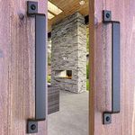 VivaLight 2-Pack 12 Inch Rustic Barn Door Handle Pull - Black Steel Pull for Sliding Doors, Gates, Garages, Sheds, Fences, Closets, Pantries - Indoor Outdoor Use - Easy Install