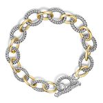 Aprilery Wire Cable Bracelet for Women - Gold Chain Bracelet Circle Silver Link Bracelets - Twisted Cable Bracelet Two Tone Jewelry Gifts