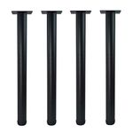 QLLY 24 inch Adjustable Metal Desk Legs, Office Table Furniture Leg Set, Square Mounting Plate, Set of 4 (Matt Black)