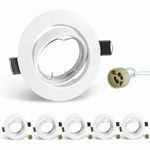 SCNNC Recessed Ceiling Light Mounting Frame with GU10 Lamp Holder, White Metal Frame Round Recessed Spotlights Trim Ring Fitting GU10 Downlight Frame for Bathrooms Kitchen 50mm Bulb, Pack of 6