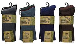 Soxy Mens Bamboo Socks - 12 Pairs - Super Soft Non Elastic Anti Bacterial Socks - Dark Assorted Colours - UK Size 6-11